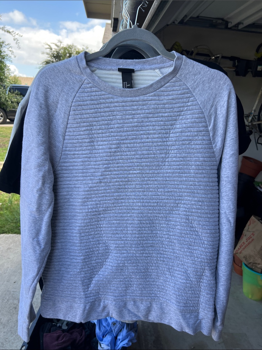 H&M Light Gray Quilted Crewneck Sweatshirt